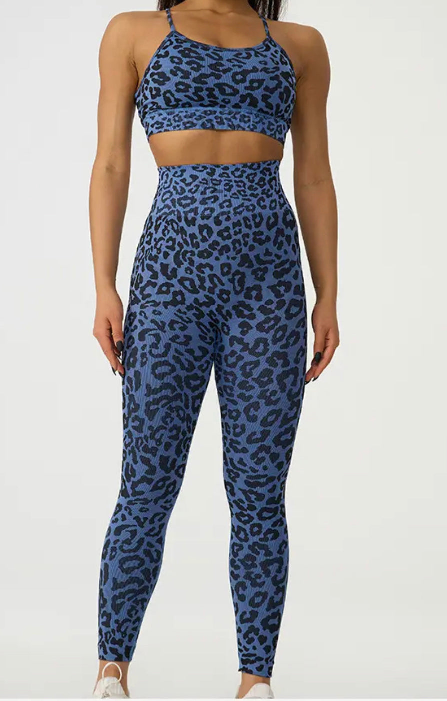 Blue Cheetah Print Leggings