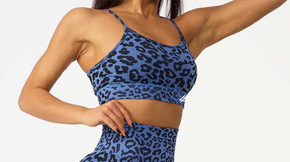 Blue cheetah print Athletic Sports Bra